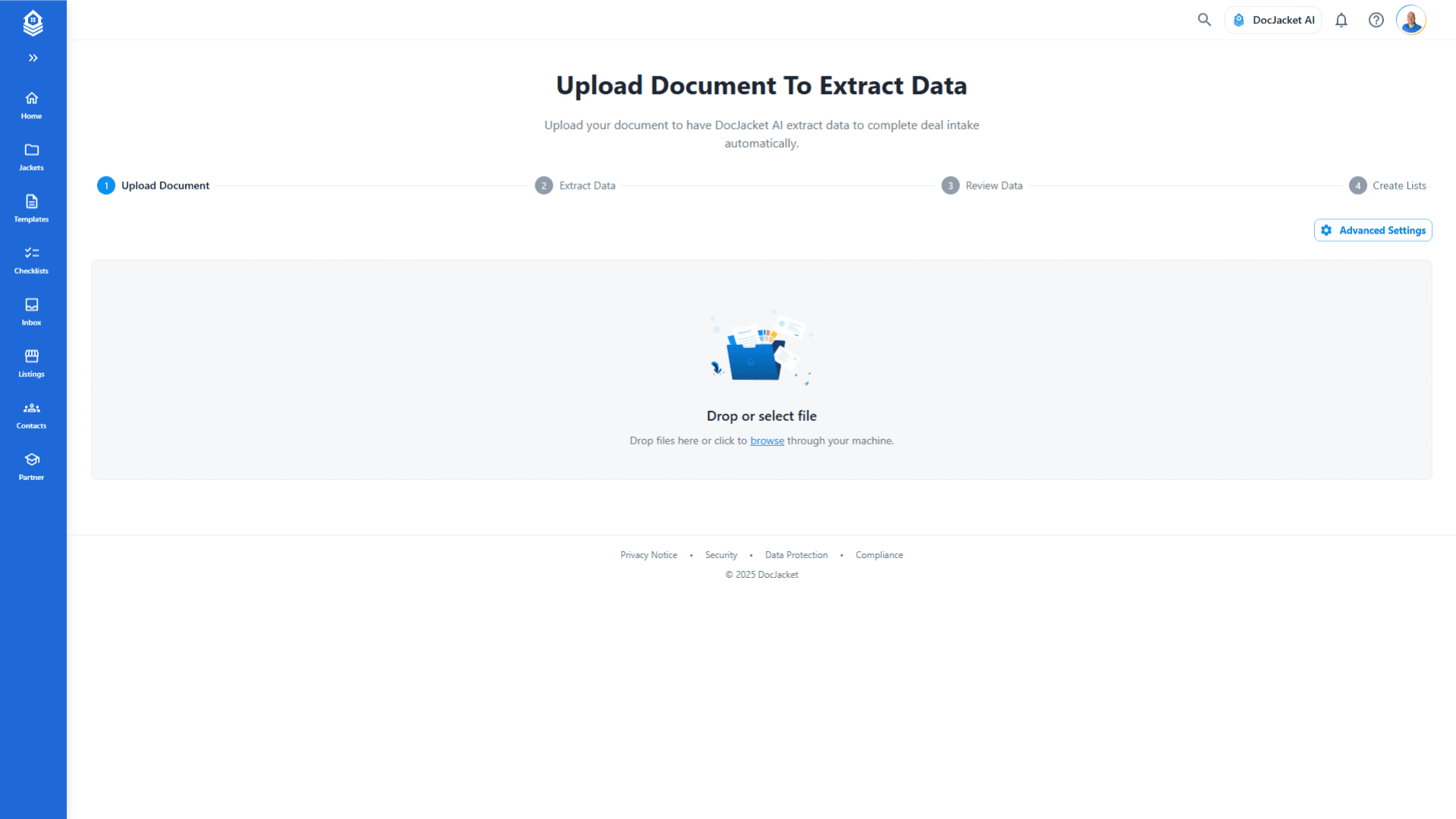 DocJacket demo - AI contract extraction and timeline generation